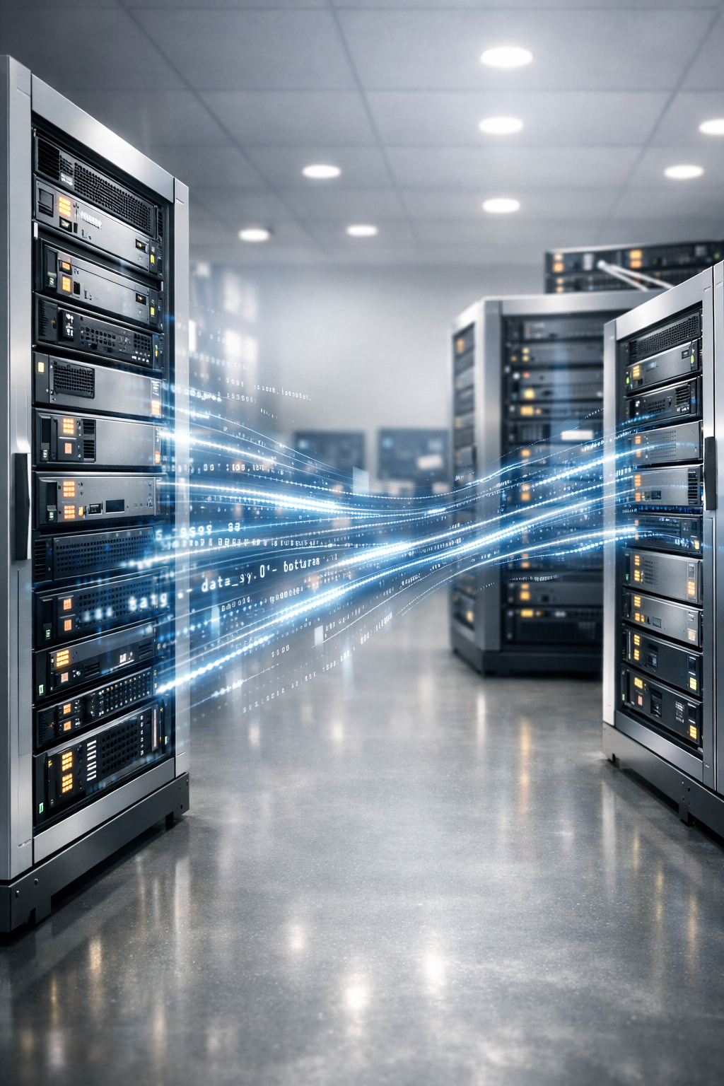 Salle serveur avec flux de code